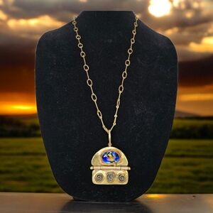 Vintage MODERNIST BRUTALIST Necklace Michael Schwade Copper Bronze Art G…